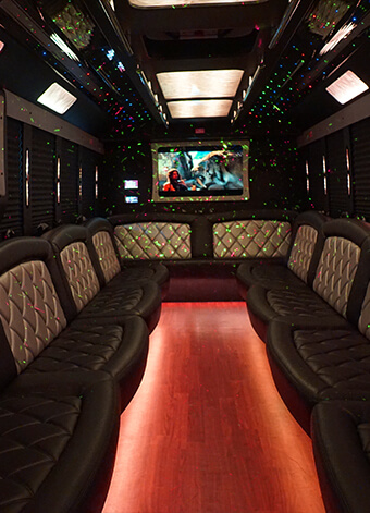 party bus rental with neon lights