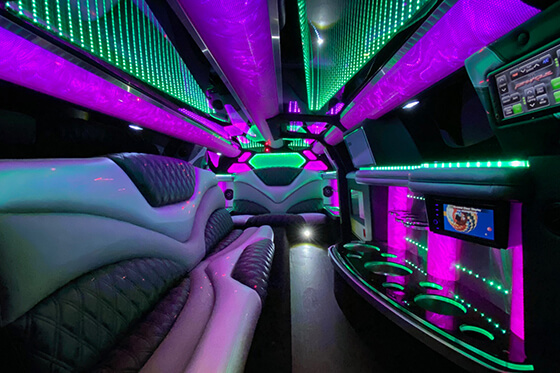 built-in bar on limo